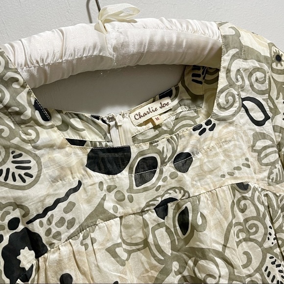 CHARLIE JOE Women’s Beige Abstract Floral Print Shift Dress Bell Sleeves Size M - Picture 5 of 7